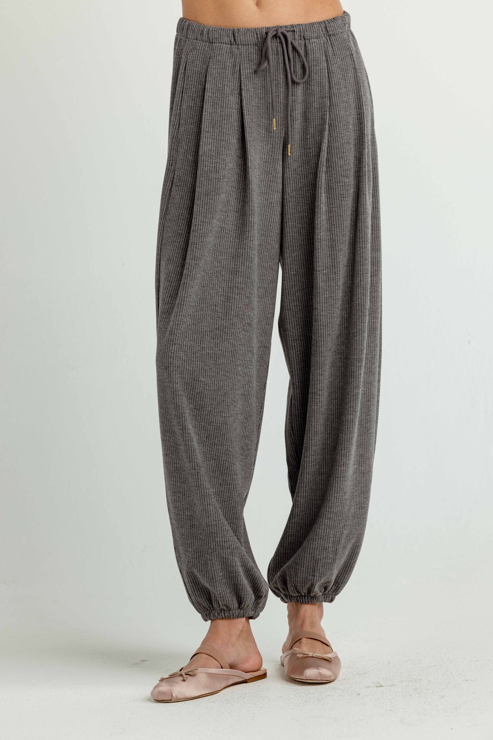 CHARLOTTE PANTS, Color: HEATHER GREY PINSTRIPE, SIZE: XS