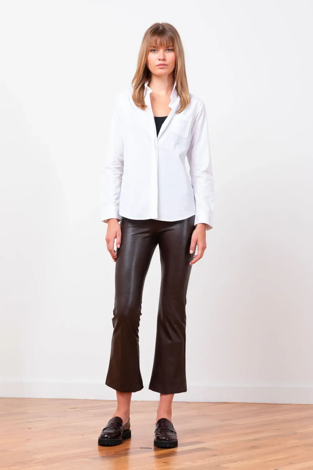 LEO PLEATHER PANT, Color: BROWN, SIZE: 2