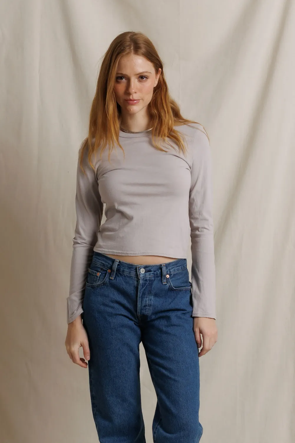 LISA LONG SLEEVE, Color: CLOUD GREY, SIZE: XS