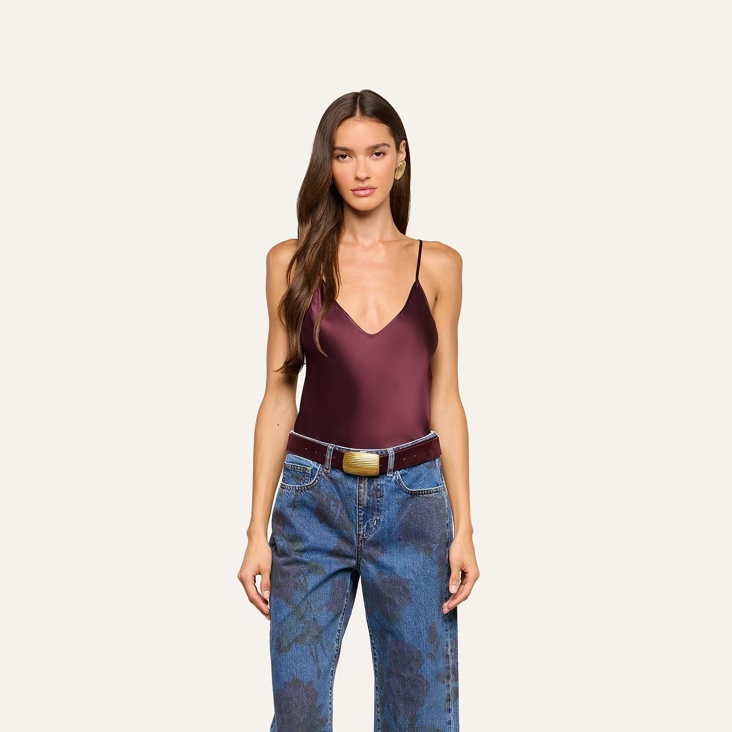 LEXI SILK CAMISOLE-, Color: DEEP SANGRIA, SIZE: XS