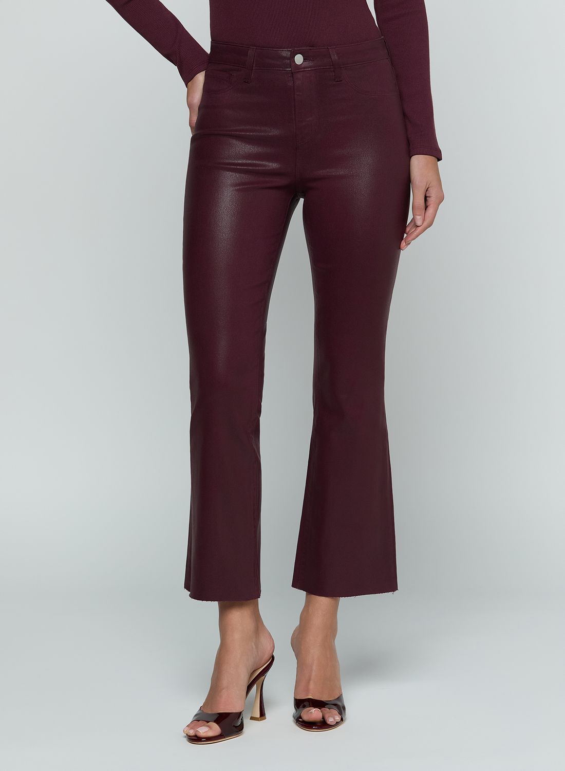 KENDRA H/R CROP FLARE, Color: DEEP SANGRIA COATED, SIZE: 23