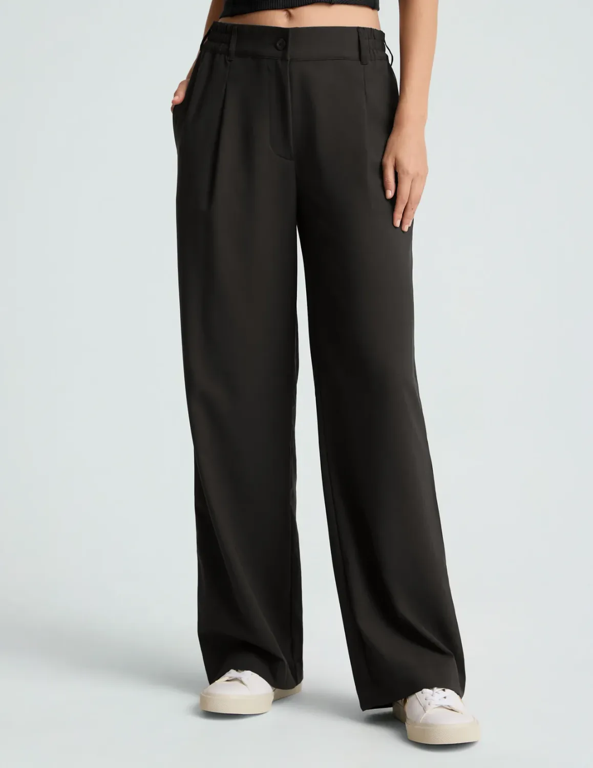 STATUS WIDE LEG TROUSER, Color: BLACK, SIZE: XS