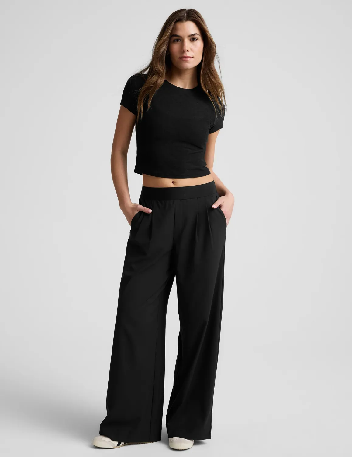 ELASTICATED TROUSER PANT, Color: BLACK, SIZE: XS