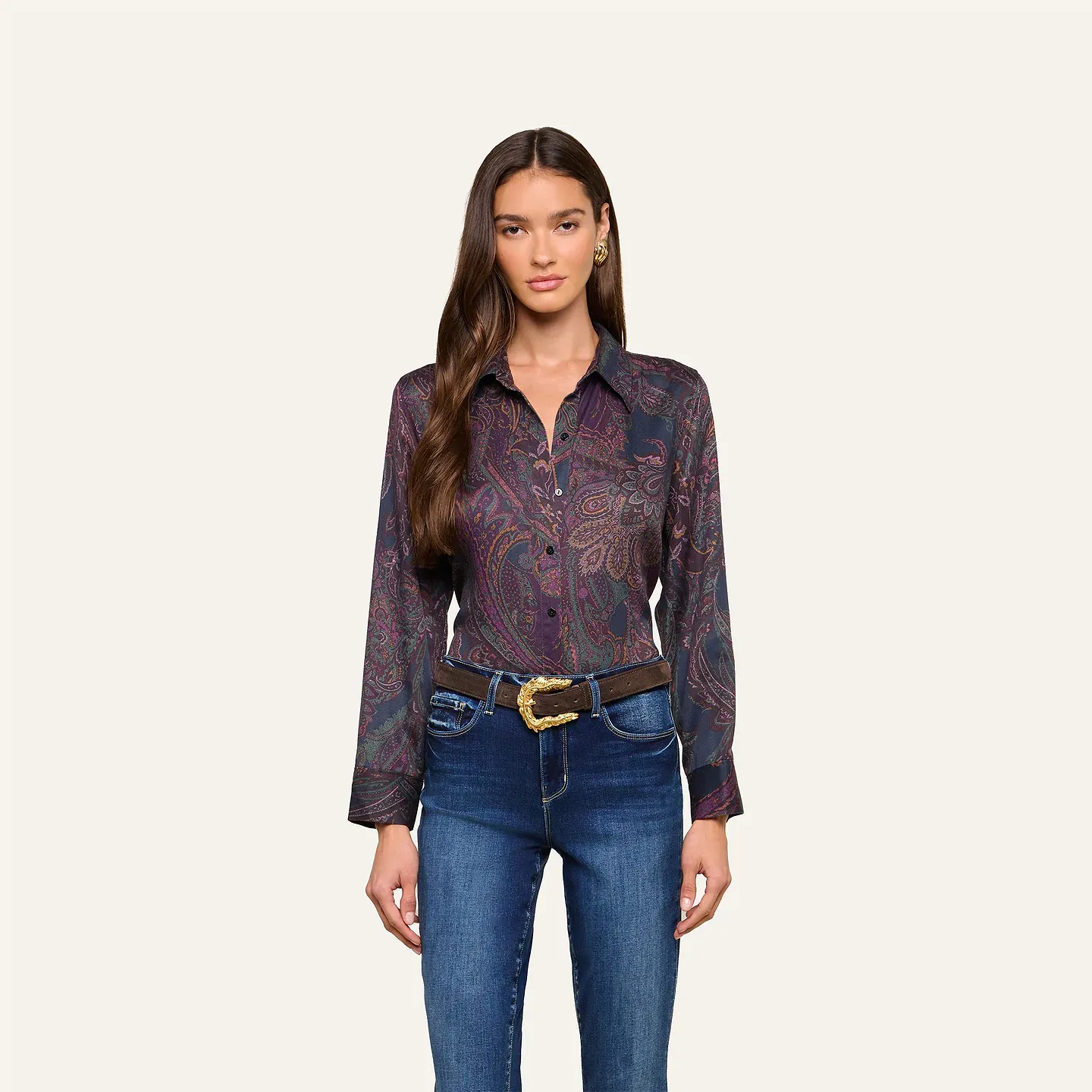ELLERY BLOUSE, Color: MIDNIGHT MULTI LUX PAISLEY, SIZE: XS