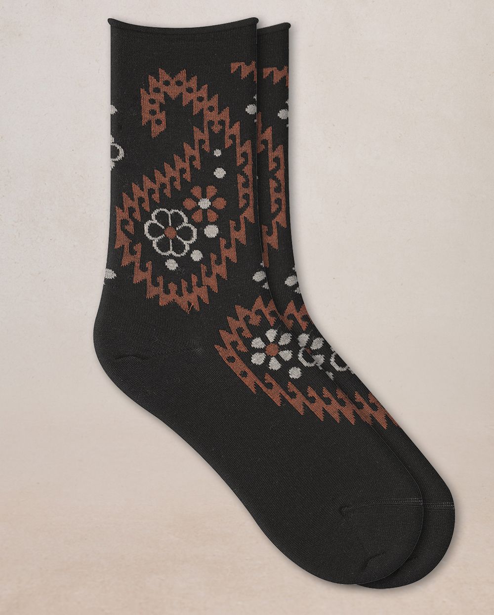 FINE WOOL SOCKS FLORAL, Color: AR5, SIZE: 39/41