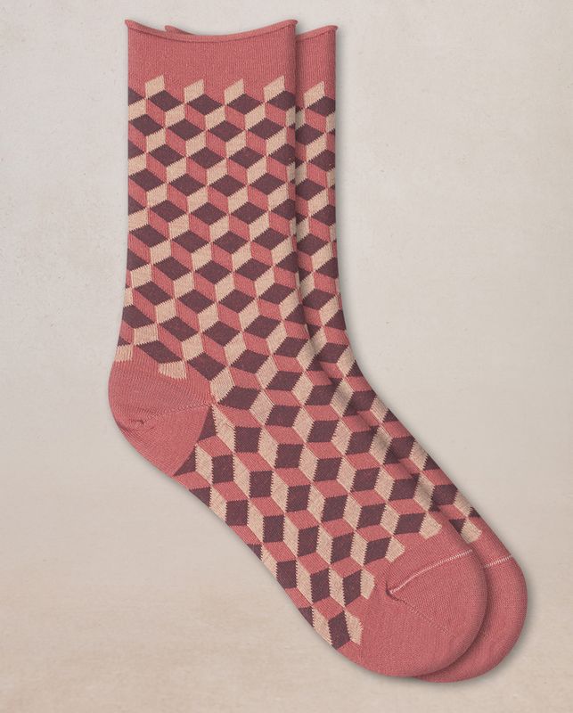 FINE WOOL GEOMETRIC SOCKS