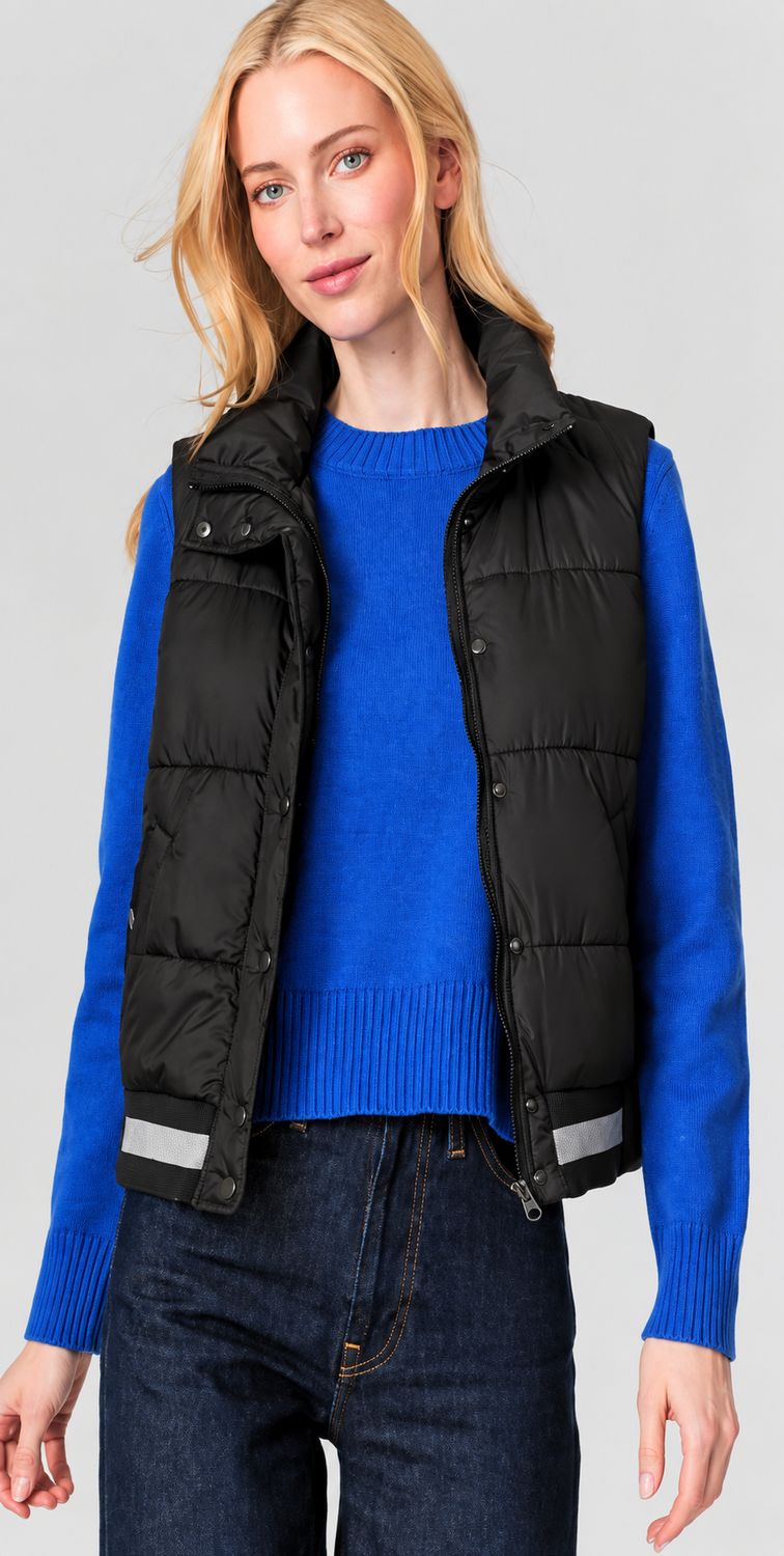 VARSITY VEST, Color: BLACK, SIZE: XS