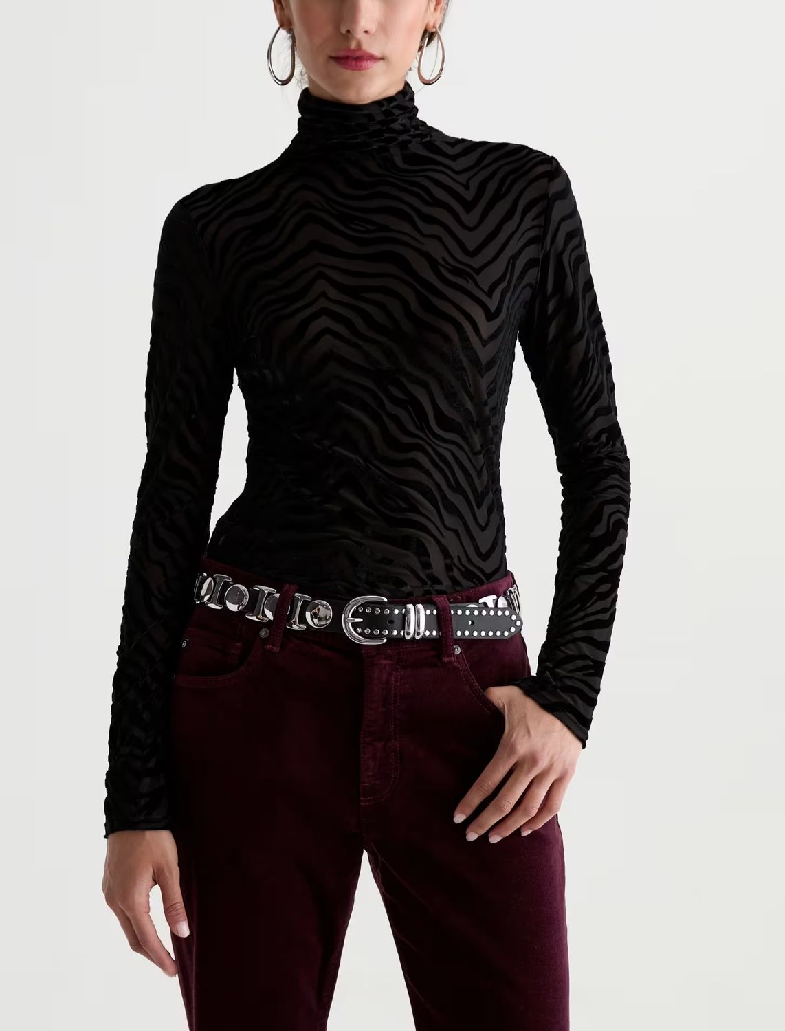 CHELS VELVET TURTLENECK, Color: WILD LINES, SIZE: XS