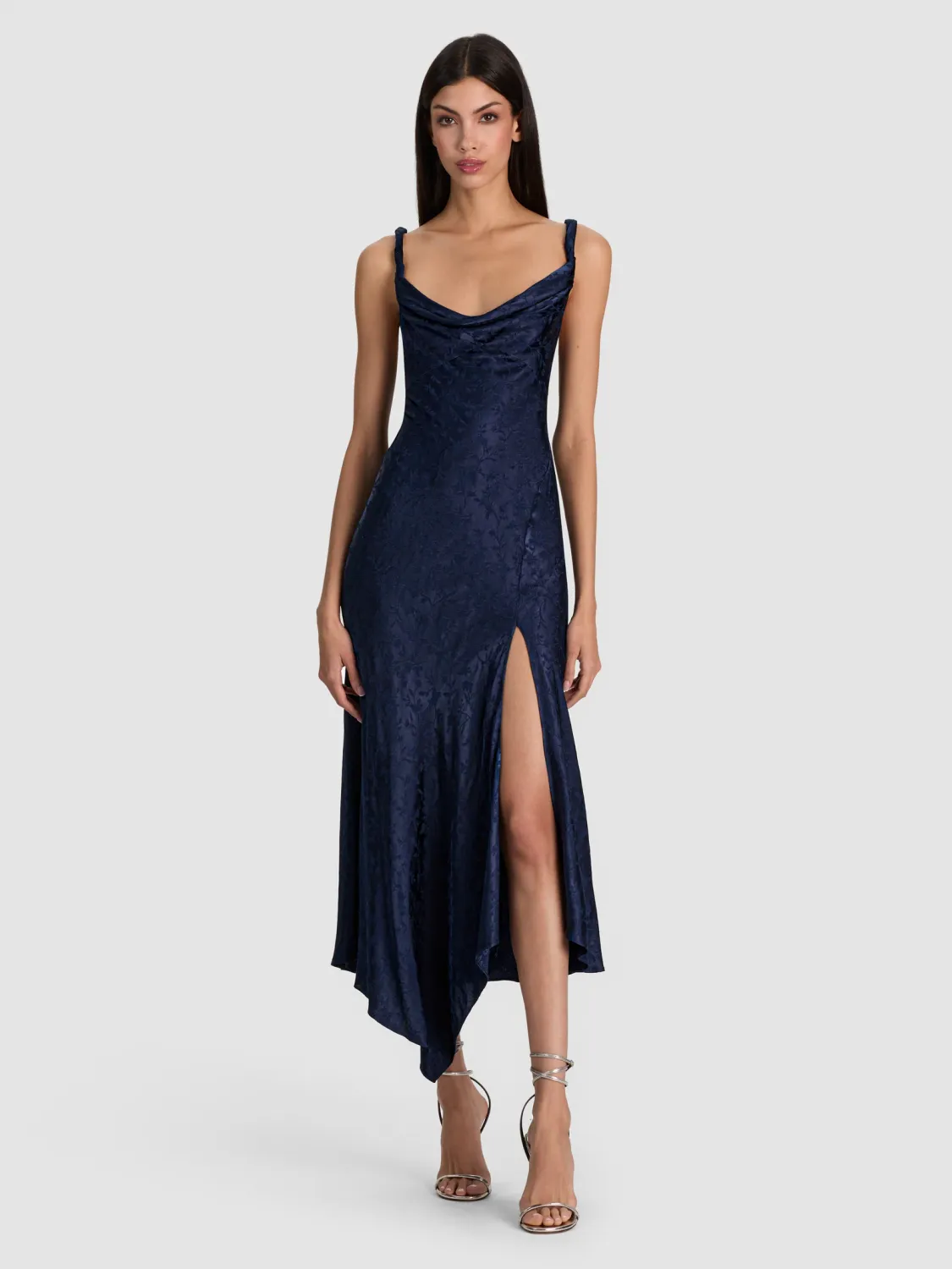 MONIQUE TWIST STRAP MIDI DRESS, Color: MIDNIGHT BLUE, SIZE: 4