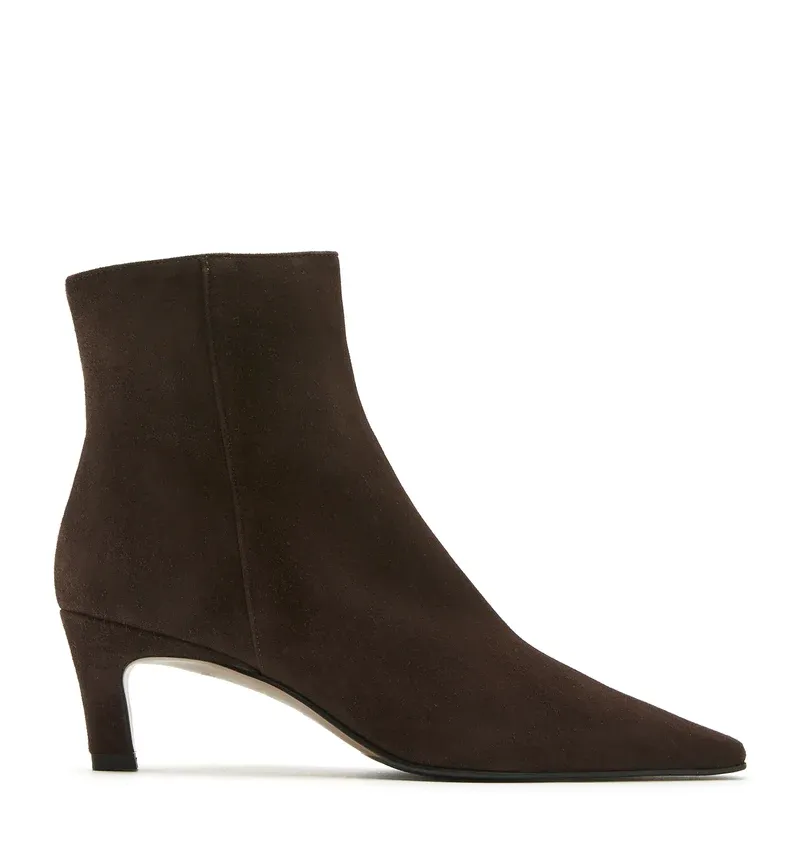 BEV SUEDE HEELED BOOTIE, Color: BRUNETTE, SIZE: 6
