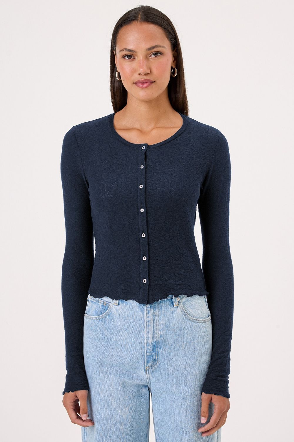 LOVE STORY CARDIGAN, Color: NAVY, SIZE: XS