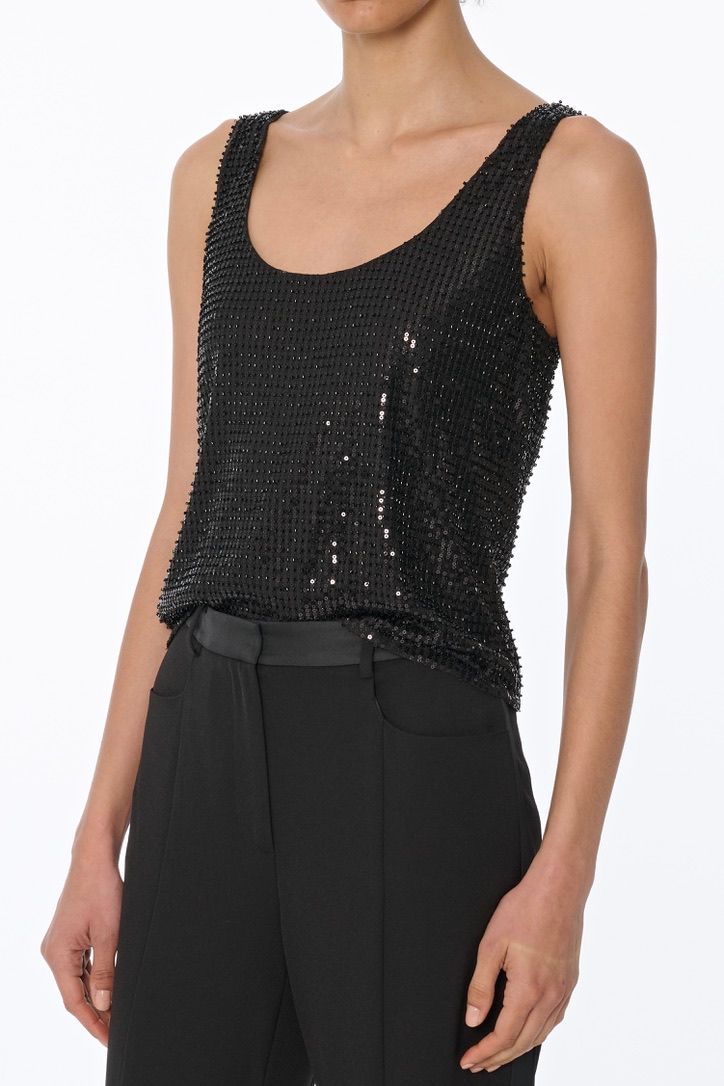 MOIRA SCOOP NECK TANK, Color: black, SIZE: xs
