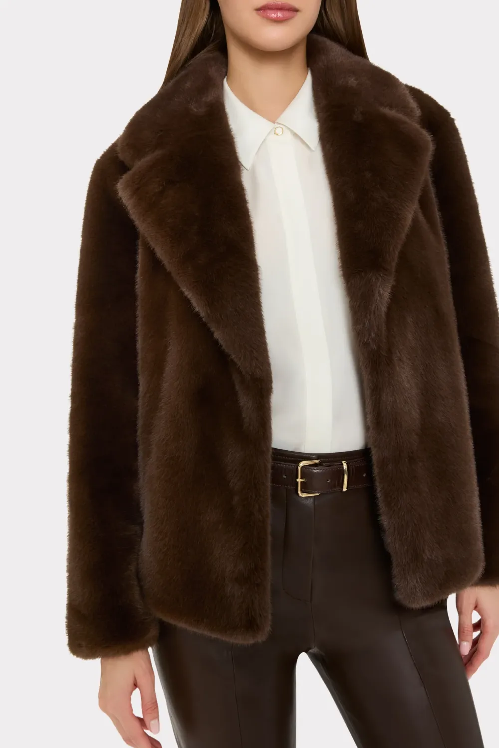 HARLOW FAUX MINK COAT, Color: DARK BROWN, SIZE: XS