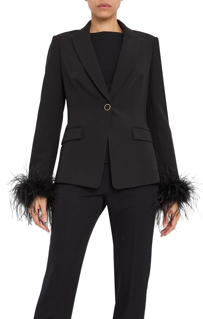 AVERY FEATHER CADY BLAZER, Color: BLACK, SIZE: XS