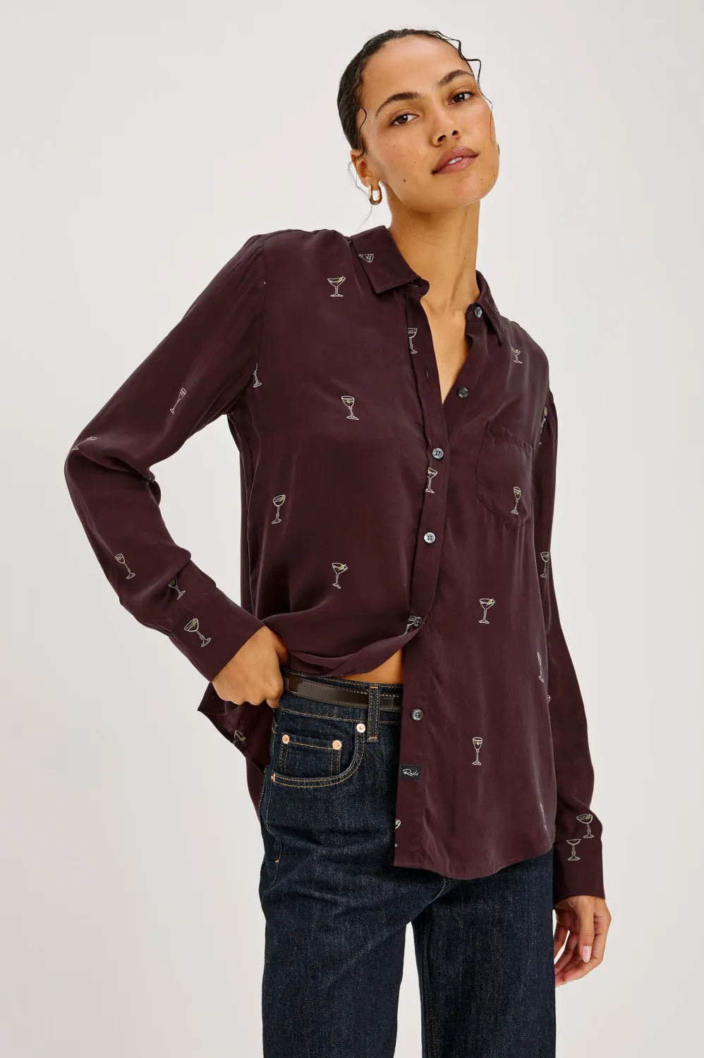 ALYSSA SHIRT, Color: OXBLOOD MARTINI, SIZE: XS