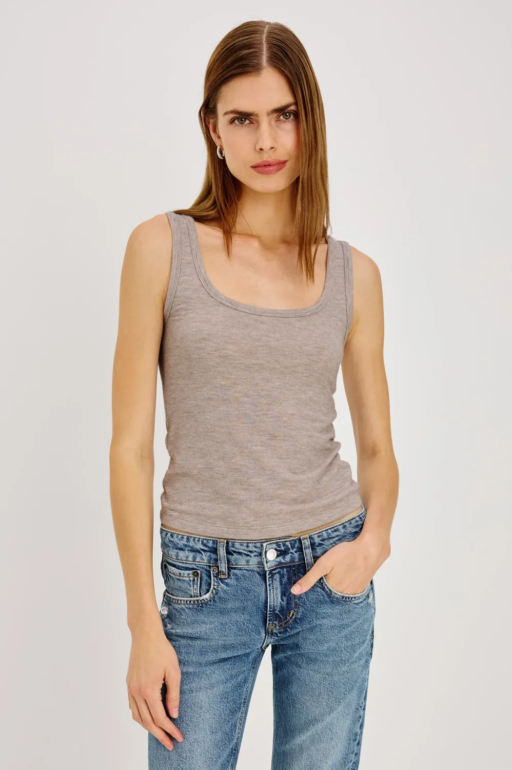 LINA TANK, Color: HEATHER OATMEAL, SIZE: XS