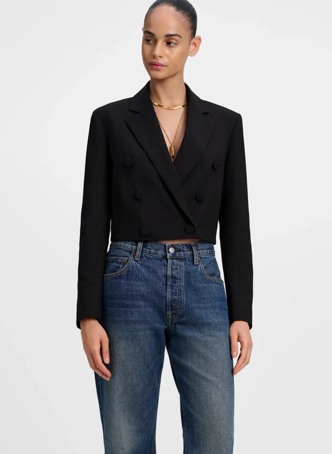 MARGOT CROPPED TAILORED JACKET, Color: BLACK, SIZE: 0