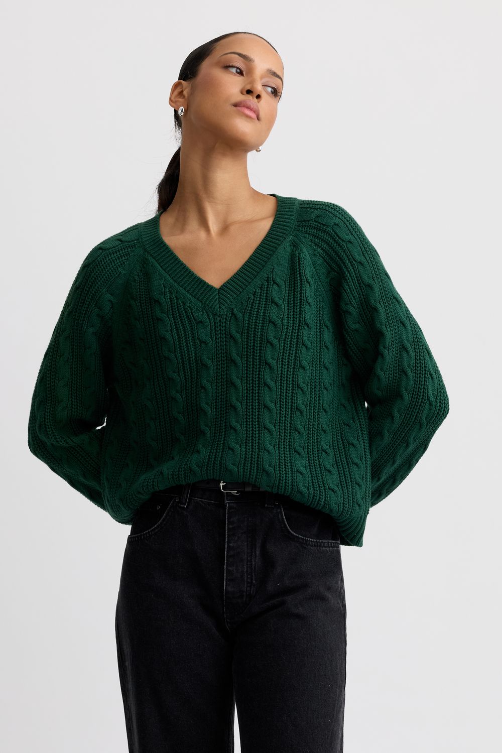 KELSEY VNECK, Color: HUNTER, SIZE: XS