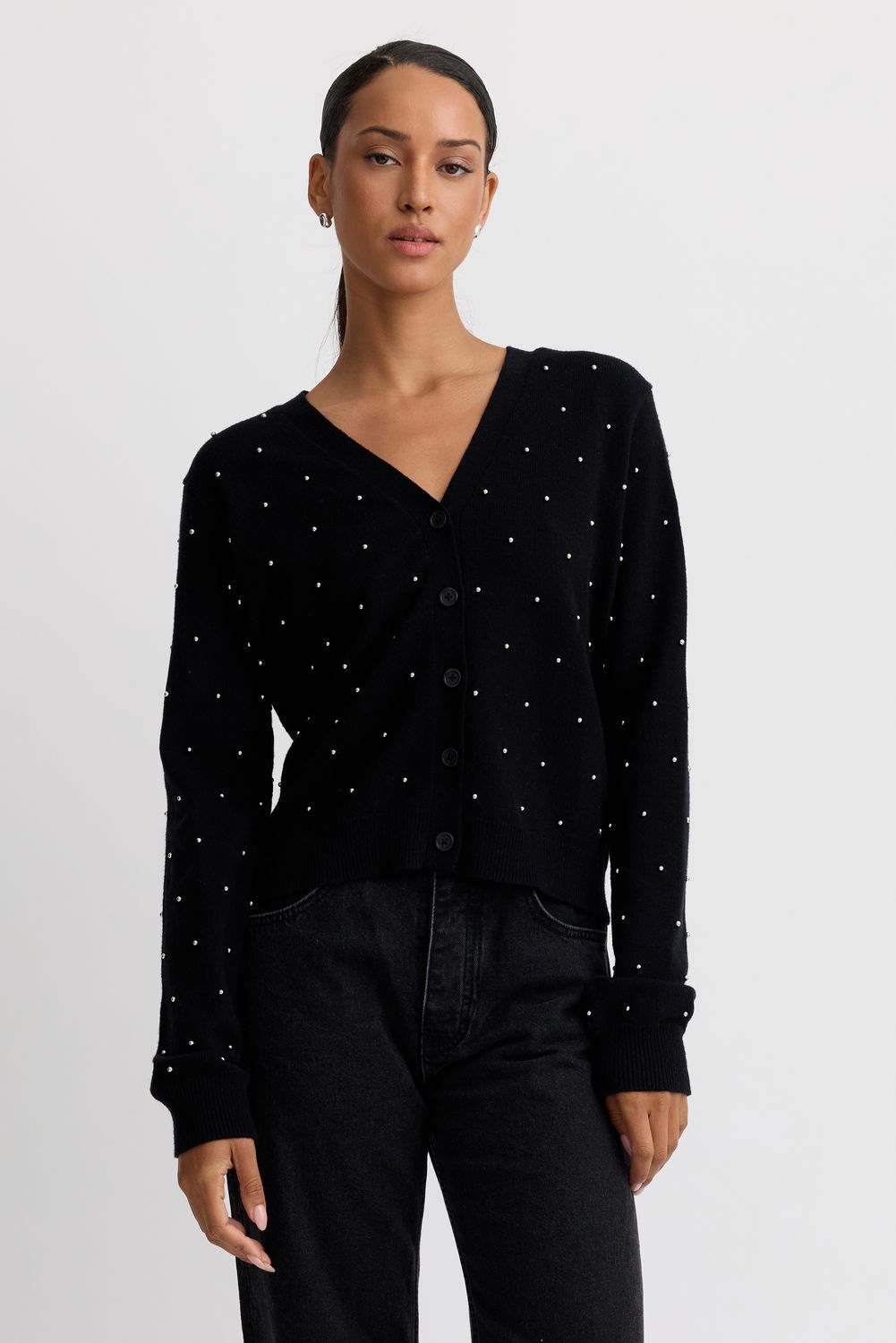 ASHLEY CARDIGAN, Color: BLACK, SIZE: XS
