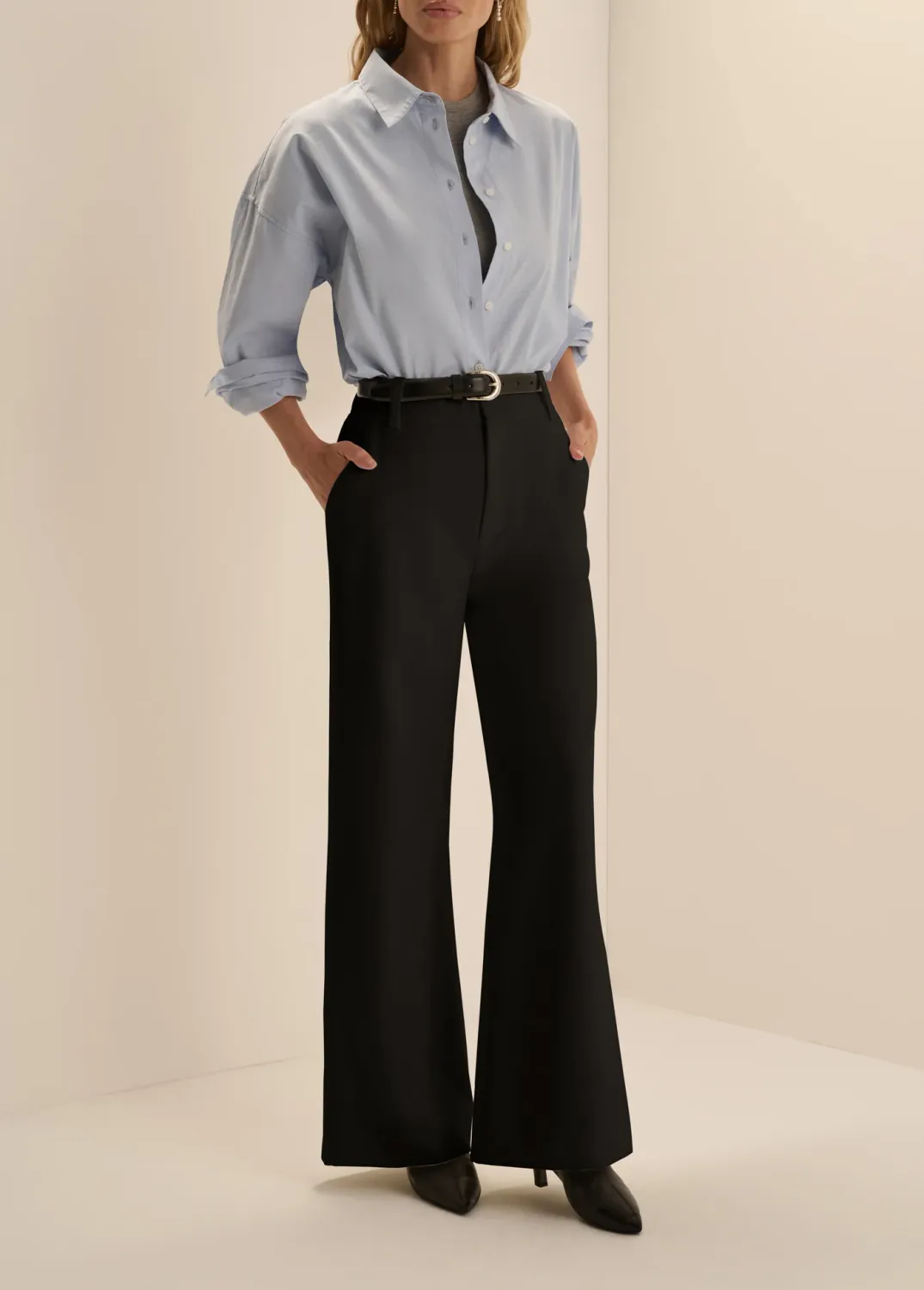THE PETITE JONES WIDE LEG PANT, Color: BLACK, SIZE: 0