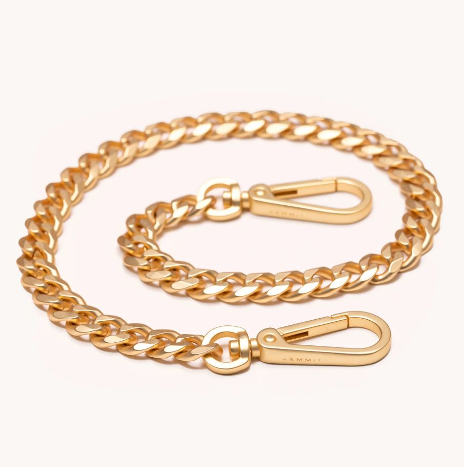 METAL CHAIN SHOULDER STRAP, Color: BRUSHED GOLD, SIZE: OS