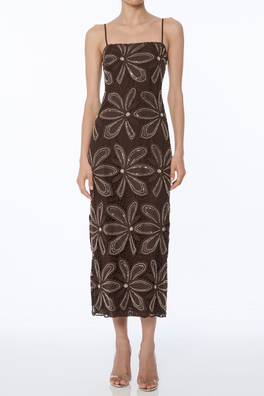 MAGDALENA CAMI MIDI DRESS, Color: ESPRESSO, SIZE: 2