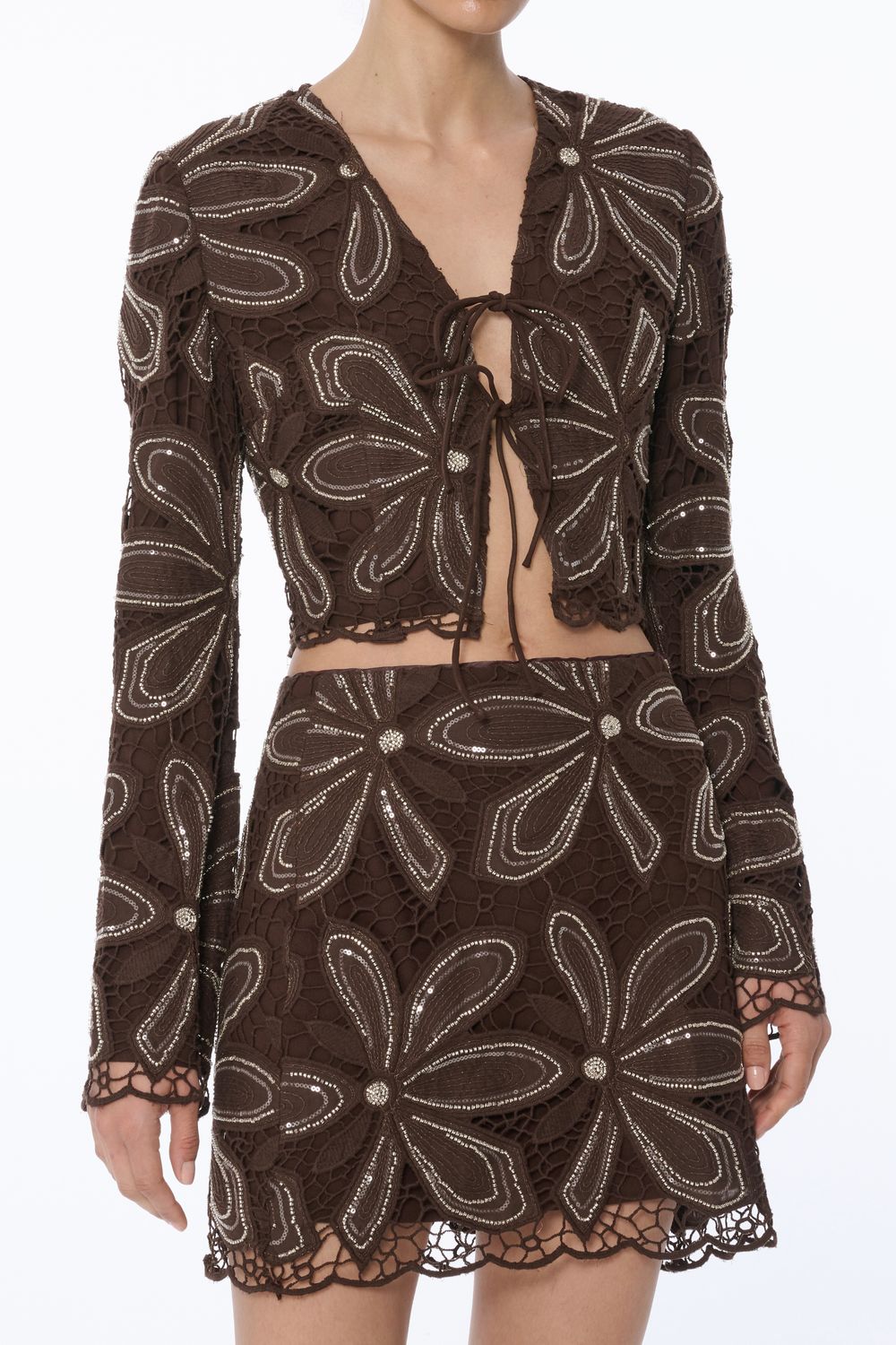 SIGGI TIE-FRONT TOP, Color: ESPRESSO, SIZE: 2