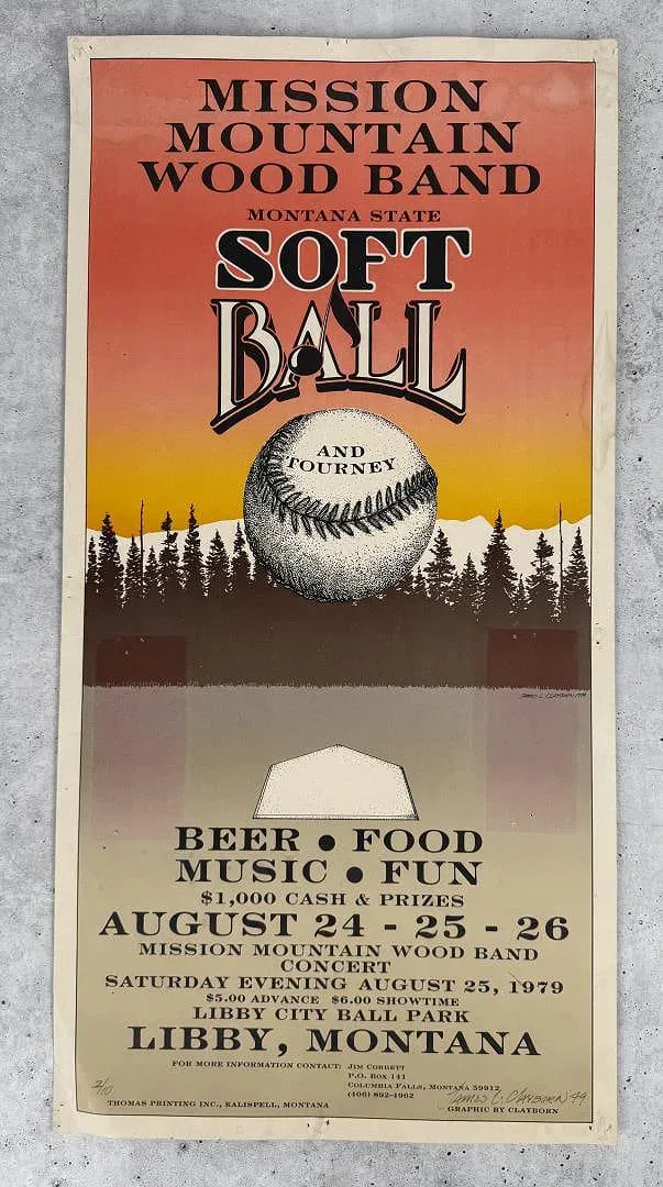 Mission Mountain Wood Band Soft Ball Tournament Sign