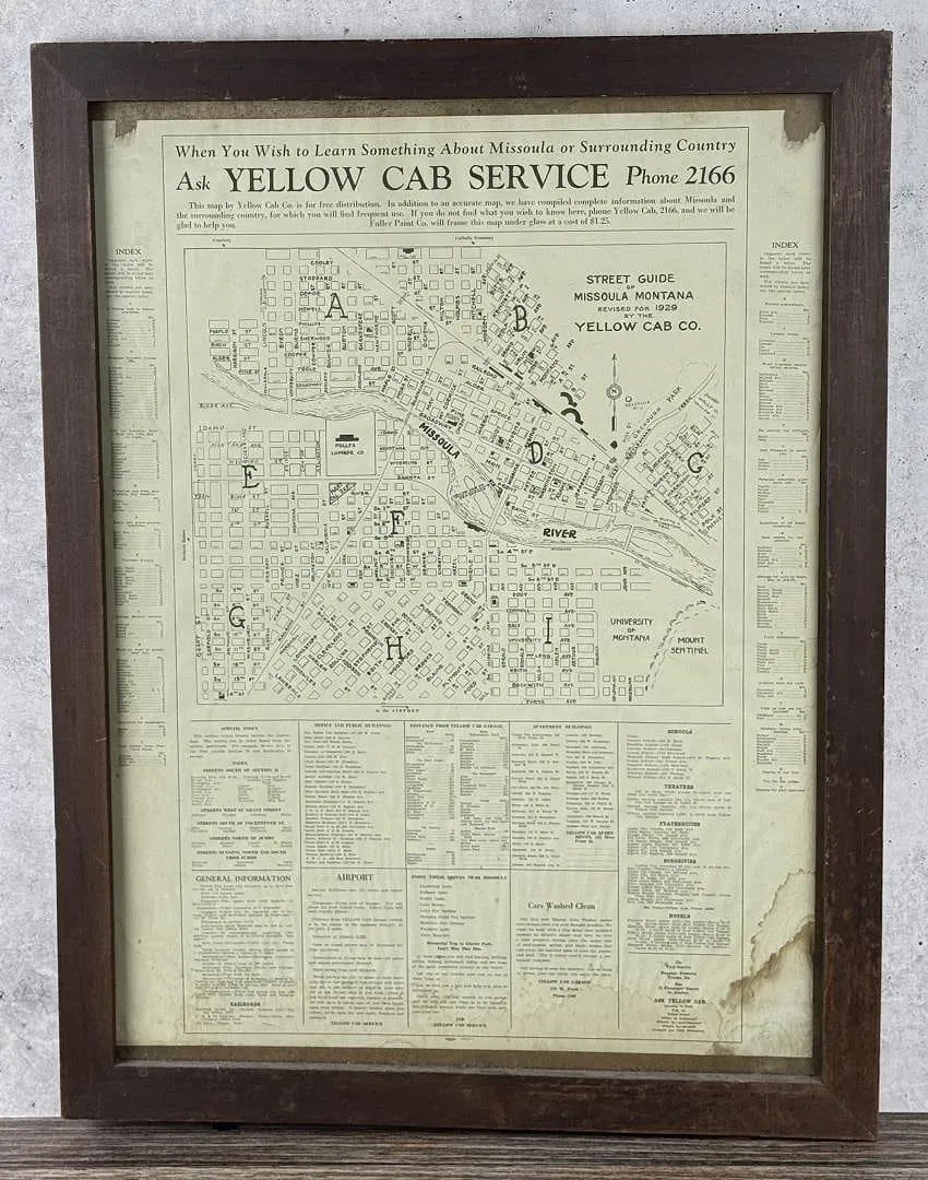 Yellow Cab Street Guide Missoula Montana 1929