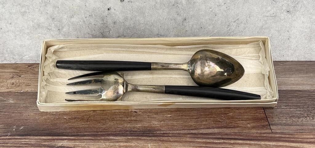Mid Century Silver Plated Salad Set