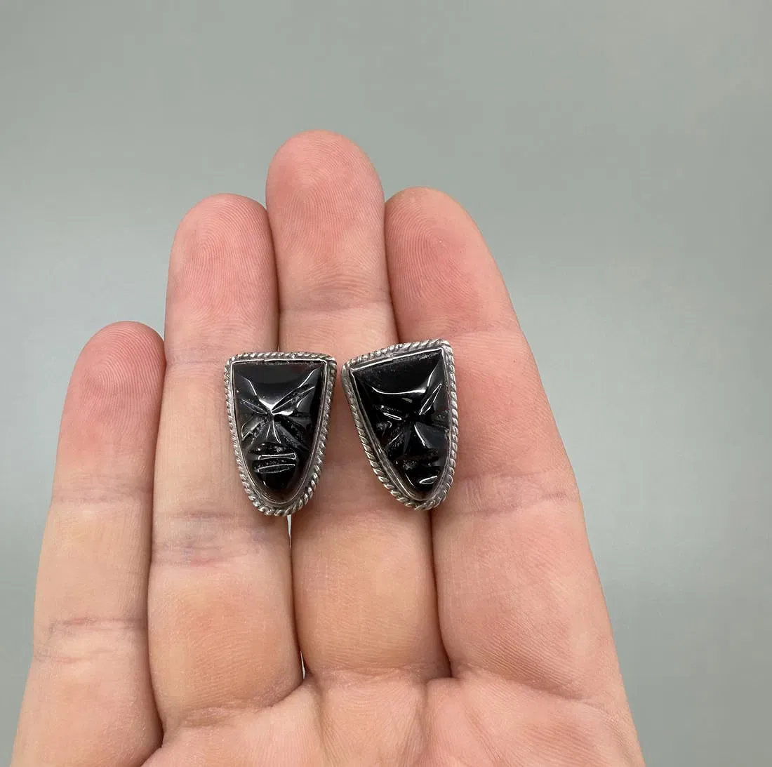 Taxco Mexico Sterling Silver Aztec Earrings