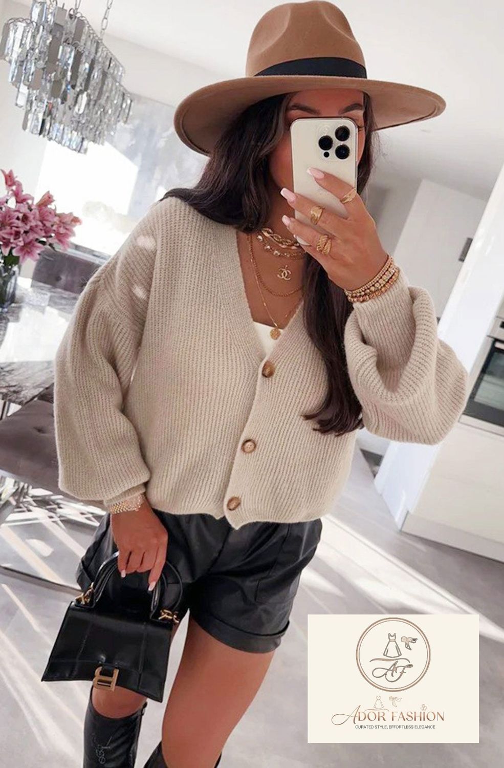 Knitted Cardigan-Stone-Buttons