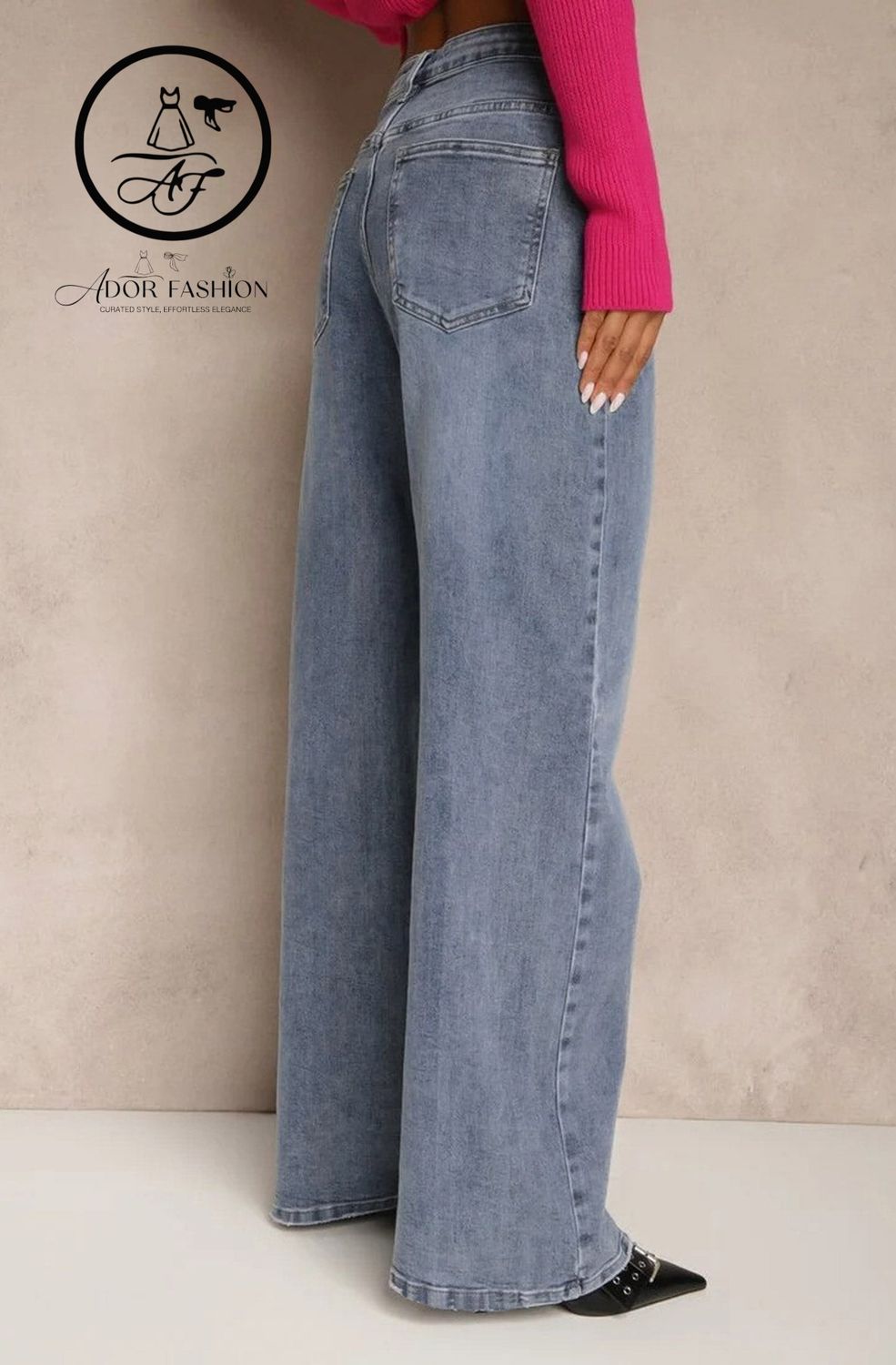 Wide leg denim jeans