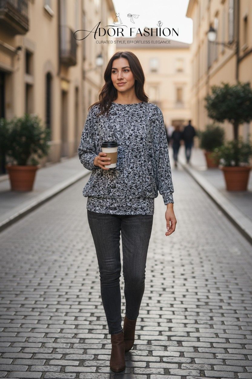 Ditsy Floral Long Batwing Sleeve Top Ditsy Floral Long Batwing Sleeve Top