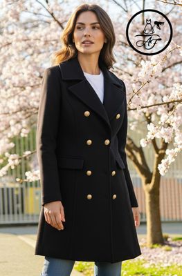 Military Longline Coat Jacket-Black