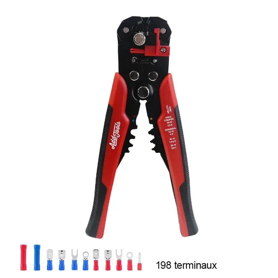 Ensemble de sertissage 3 en 1 avec terminaux - 22-10 AWG - 199 pièces