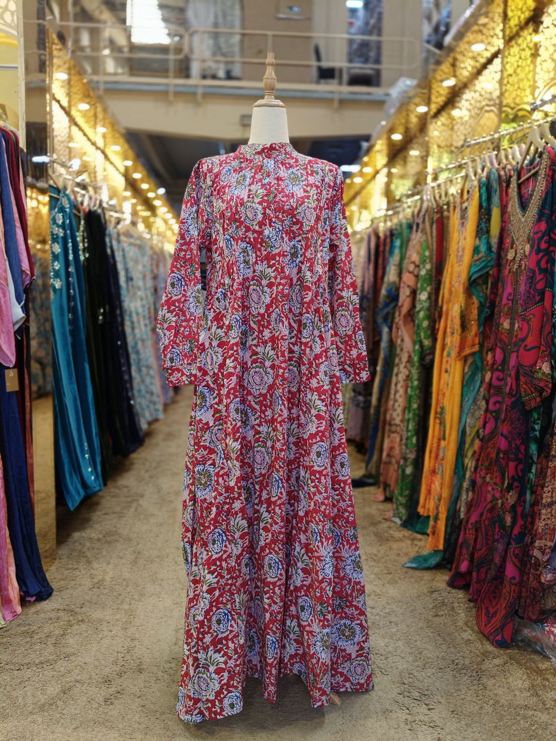 XS/S Afra Printed Cotton Dress 54" Long Jalabiya