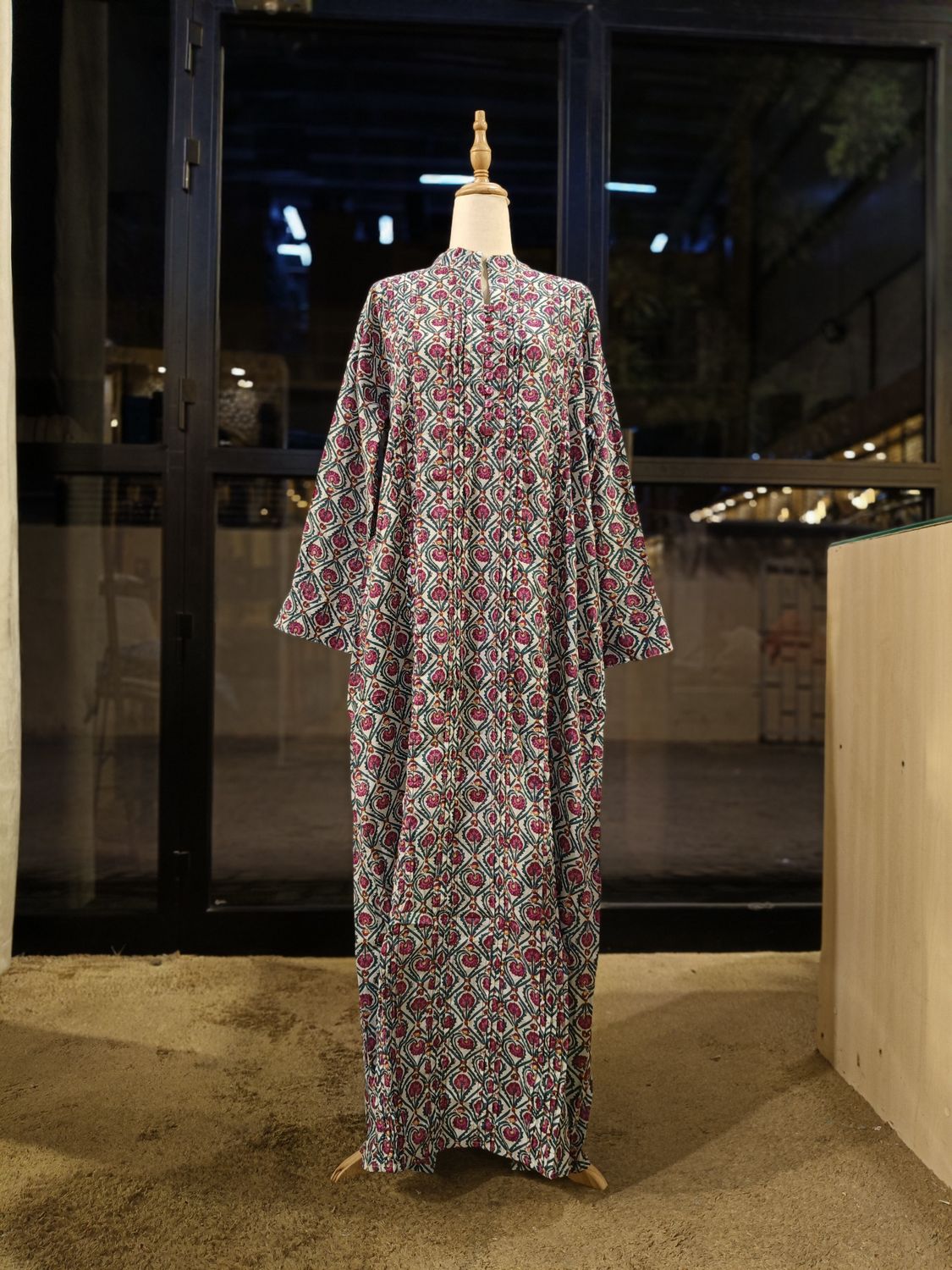 2XL/3XL Delbar Printed Cotton Dress 57'' Long Jalabiya