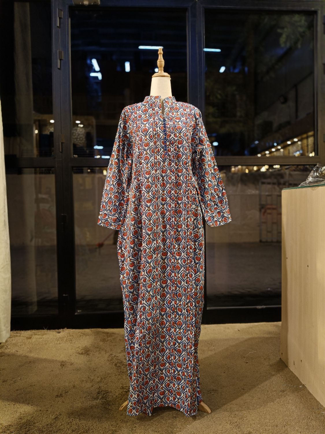 XS/S Delbar Printed Cotton Dress 54'' Long Jalabiya