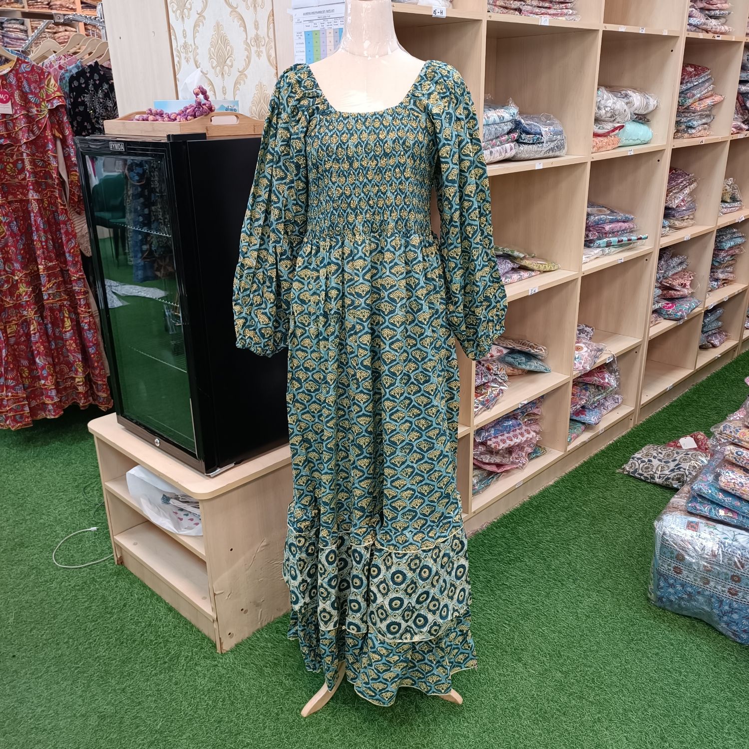 2XL/3XL Neha Printed Cotton Dress 57" Long Jalabiya