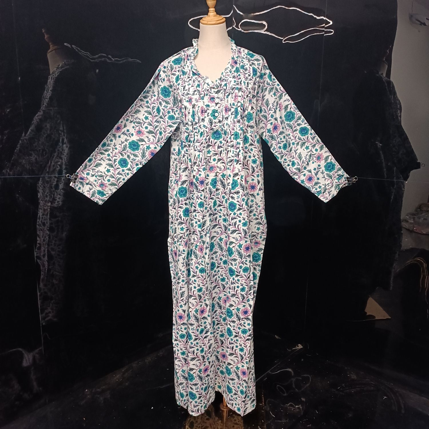 L/XL Sparrow Printed Cotton Dress 57"Long Jalabiya