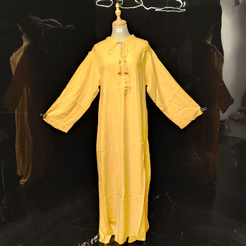 L/XL Anisa Printed Cotton Dress 57"  Long Sleeves Jalabiya