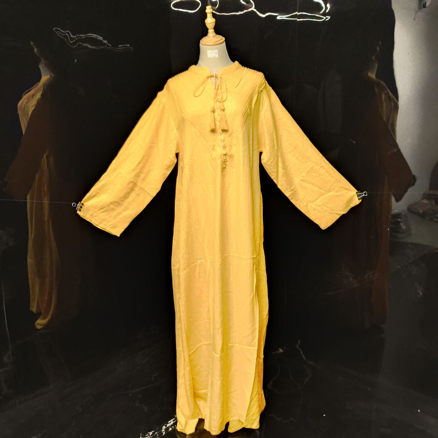 L/XL Anisa Printed Cotton Dress 57"  Long Sleeves Jalabiya