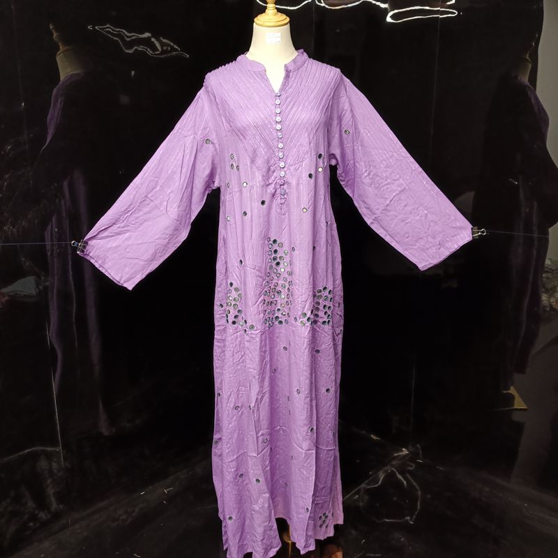 L/XL Anisa Printed Cotton Dress 57"  Long Sleeves Jalabiya