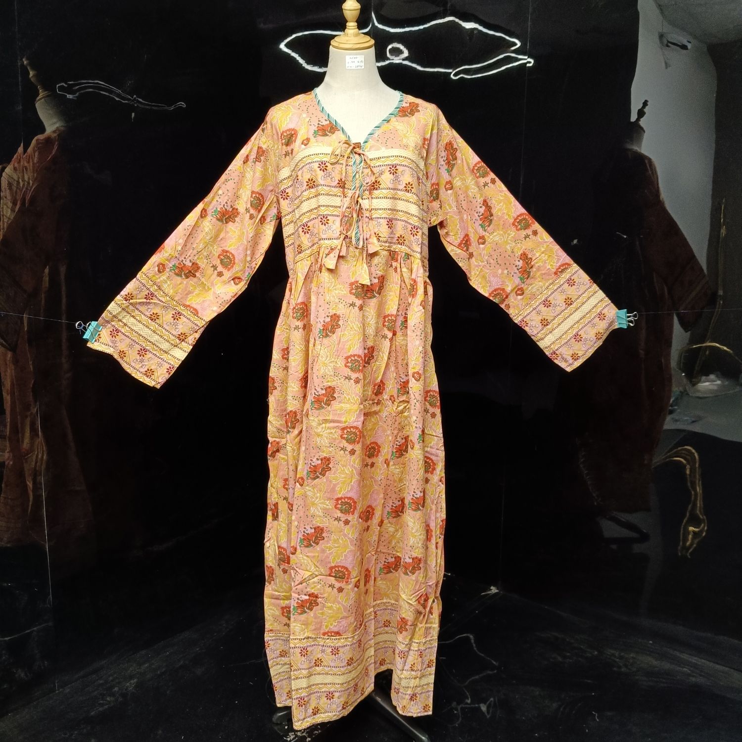 2XL/3XL  Beach Printed Cotton Dress 57" Long Jalabiya