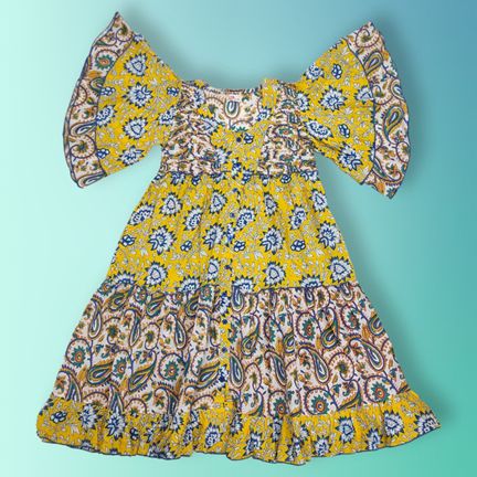 8-9 Year Hamida Printed Cotton Dress 42" Long Jalabiya