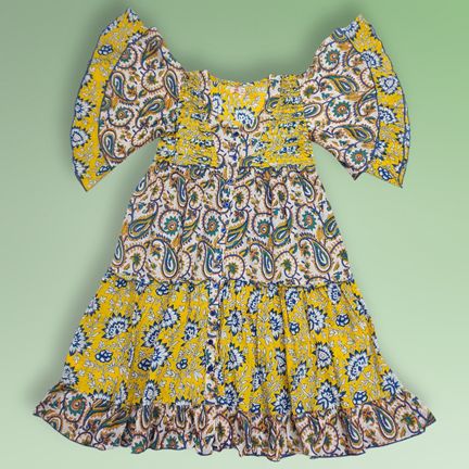 10-11 Year Hamida Printed Cotton Dress 46" Long Jalabiya