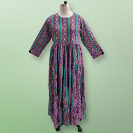 S/M Nawar Printed Cotton Dress 56" Long Jalabiya