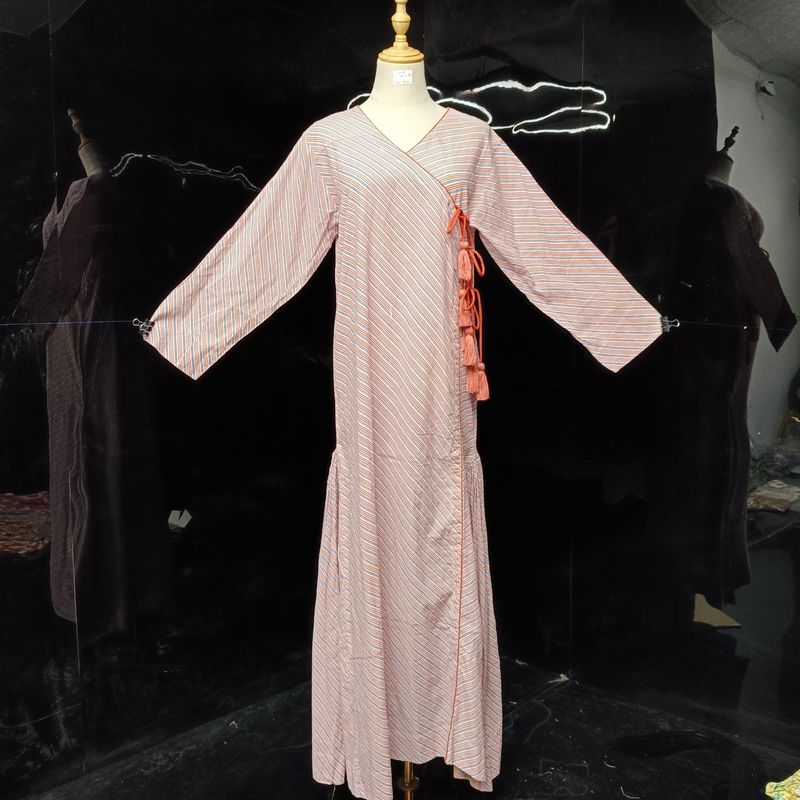 S/M Qifa Printed Cotton Dress 57" Long Jalabiyas