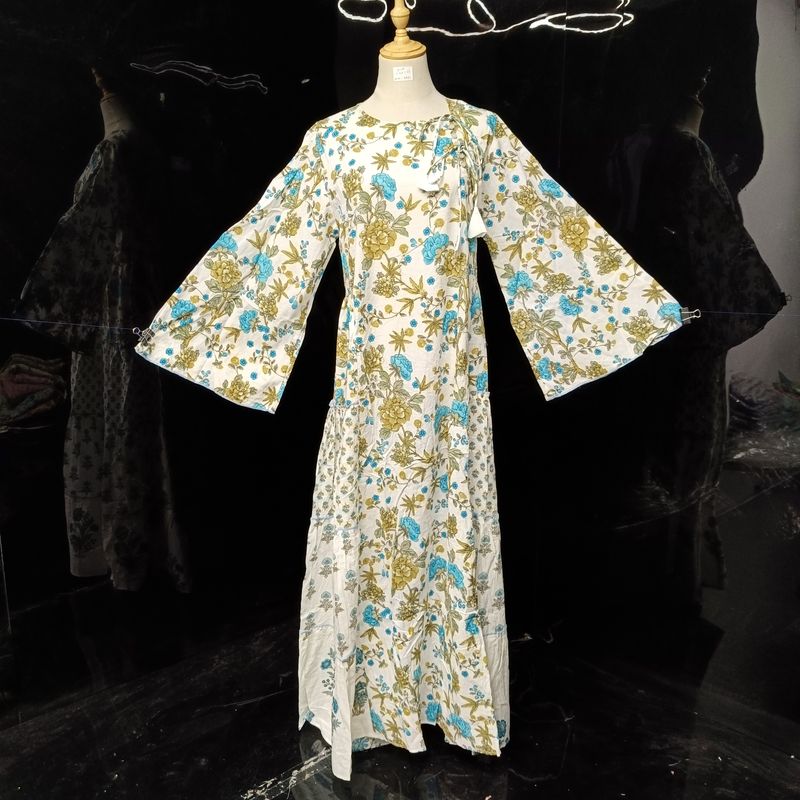 S/M Cindrella Printed Cotton Dress 57" Long Jalabiya